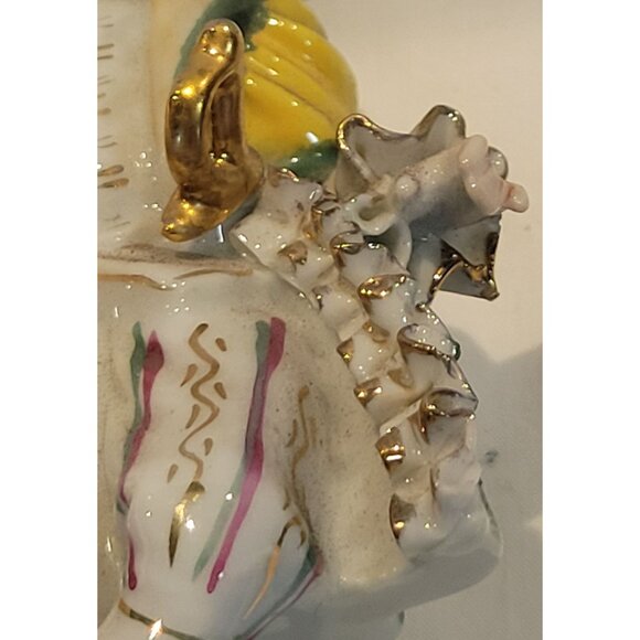 Vintage Wales Hand-Painted Porcelain Figurine 18th-Century Attire 6x2.5 In - Picture 11 of 13